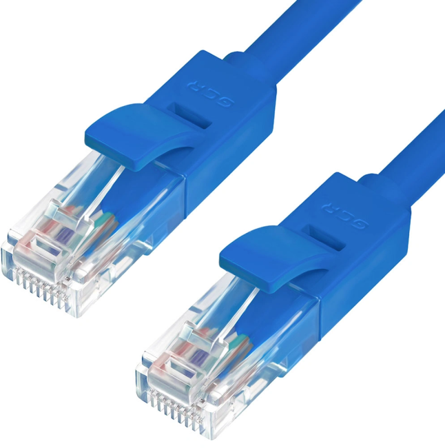 GCR Патч-корд перекрестный ethernet 1.0m UTP кат.5е, синий, RJ45, литой Greenconnect RJ45(m) - RJ45(m) Cat.5e U/UTP LSZH 1м