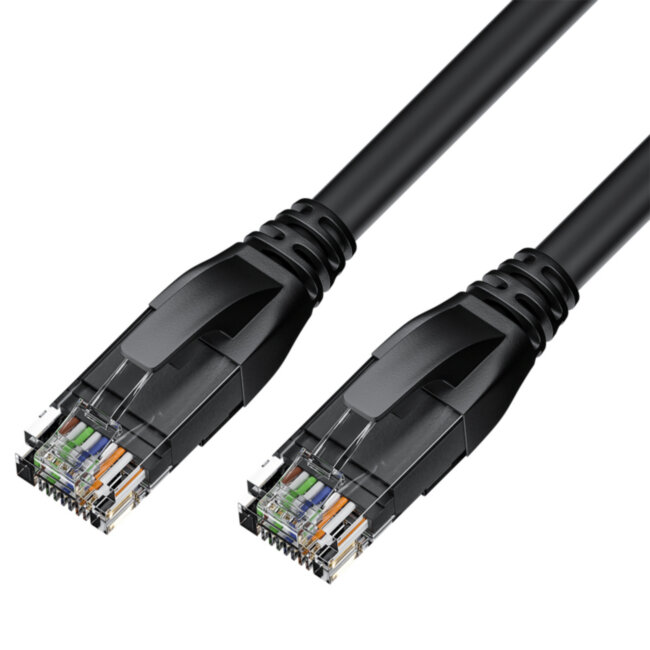 GCR Патч-корд прямой 0.5m UTP кат.5e, черный, нижний/нижний угол, литой, ethernet high speed, RJ45, T568B Greenconnect GCR-53960