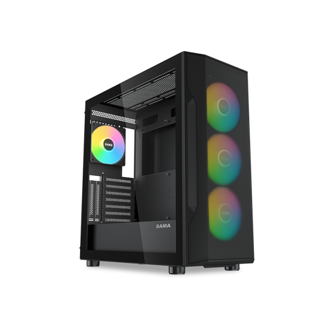 Корпус ПК без блока питания SAMA S40 Black S40-BKAPA4X1-GL