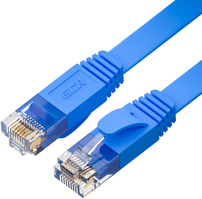 GCR Патч-корд PROF плоский прямой 2.0m, UTP медь кат.6, синий, 30 AWG, ethernet high speed 10 Гбит/с, RJ45, T568B Greenconnect RJ45(m) - RJ45(m) Cat. 7 U/UTP PVC 2м