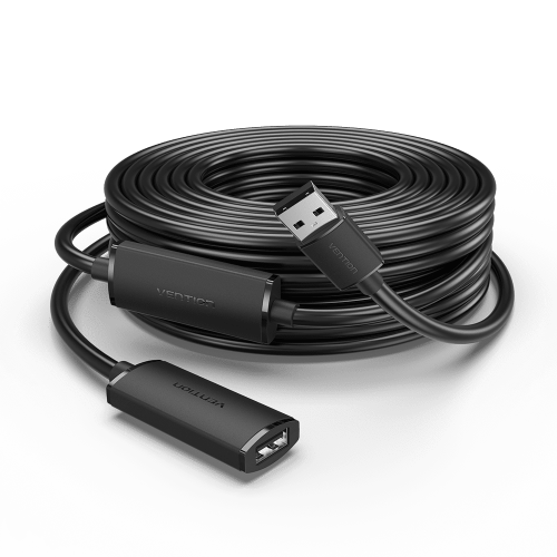 Активный кабель-удлинитель Vention USB 2.0 AM/AF с усилителем - 15м Черный Vention CBKBN