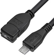 GCR Удлинитель 0.5m MicroUSB M/F, черный, 28/28 AWG, GCR-52444 Greenconnect GCR-52444