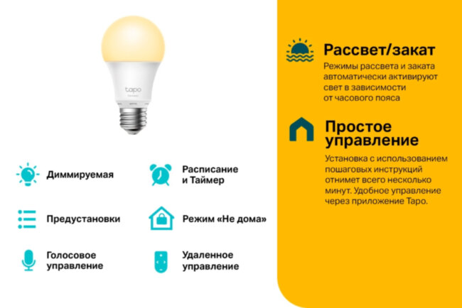 Умная Wi-Fi лампа TP-Link Tapo L510E(2-pack)