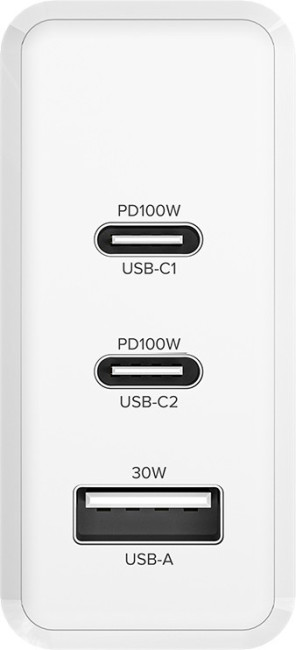 GCR Сетевое зарядное устройство 100W, 1 USB + 2 TypeC, GaN Tech Quick Charger, PD 3.0, белый Greenconnect GCR-54226