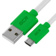 GCR QC Кабель 0.5m MicroUSB, быстрая зарядка, белый TPE, зеленые коннекторы, 28/22 AWG, GCR-52477 Greenconnect GCR-52477