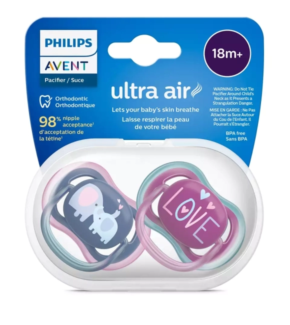 Пустышка ultra air, слоники/LOVE, 18+ мес., 2 шт. Philips SCF349/22 Пустышка ultra air, слоники/LOVE, 18+ мес., 2 шт. Philips SCF349/22