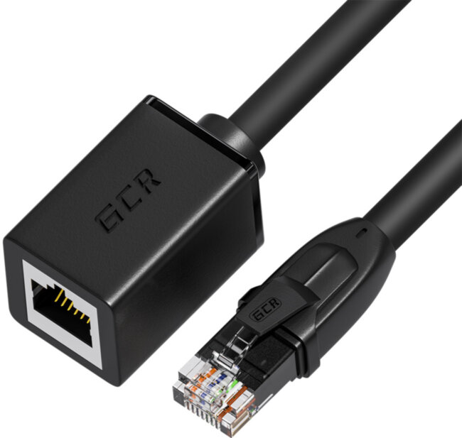 GCR Удлинитель патч-корда прямой 2.0m, UTP медь, кат.6, 24 AWG, ethernet high speed 10 Гбит/с, RJ45, GCR-52650 Greenconnect RJ45(m) - RJ45(f) Cat. 6 U/UTP LSZH 2м