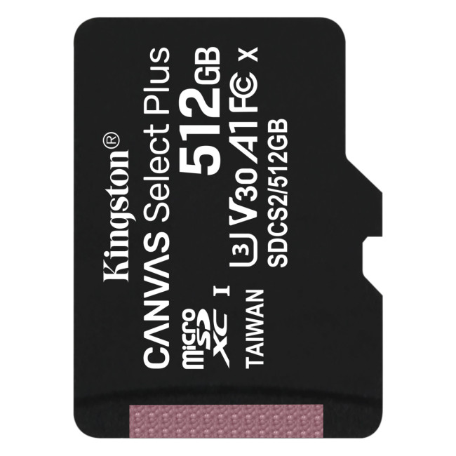 Карта памяти Kingston 512GB microSDXC Canvas Select Plus 100R A1 C10 Single Pack w/o Adapter Kingston SDCS2/512GBSP