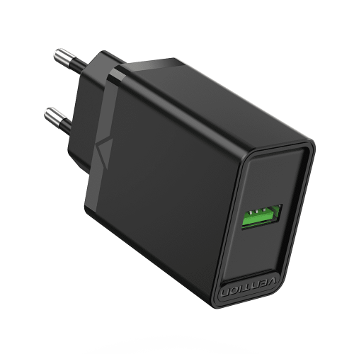 Сетевое зарядное устройство Vention на 1 порт USB A QC 3.0 2.4A  Черный Vention FABB0-EU