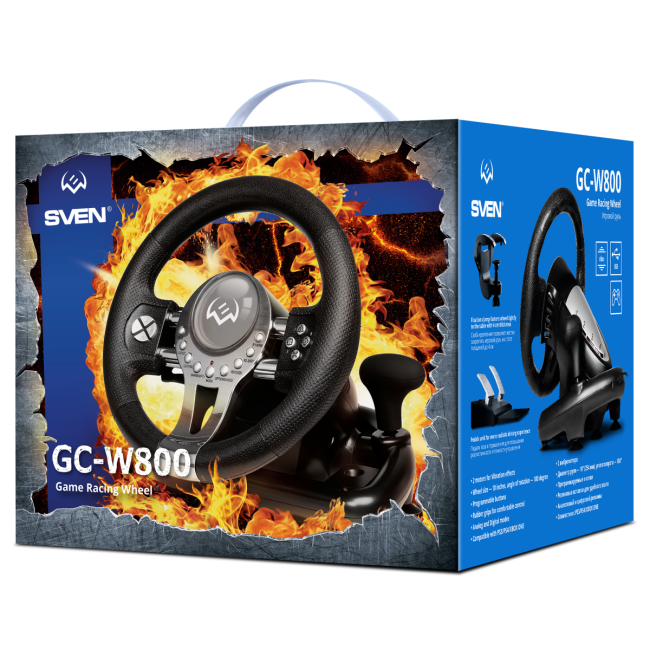 Руль SVEN GC-W800 (педали, вибро, скоба, D-pad, 12 кл, PC/PS3/PS4/XBOXONE/Xinput) SVEN GC-W800 Руль SVEN GC-W800 (педали, вибро, скоба, D-pad, 12 кл, PC/PS3/PS4/XBOXONE/Xinput) SVEN GC-W800