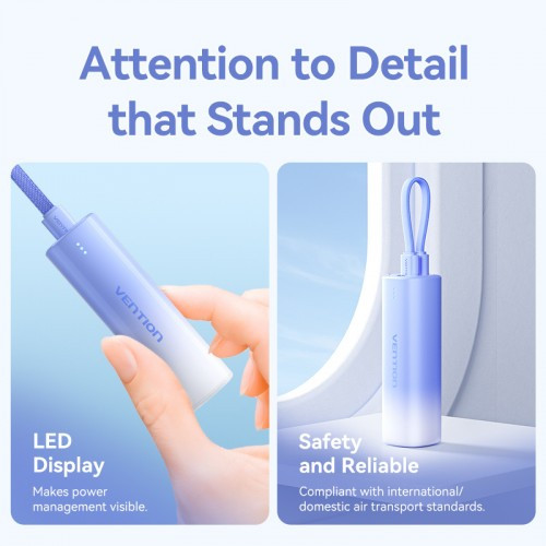 Power Bank Vention 5000mAh(USB-C + Lightning) 20W Серо-белый, шт. Vention FHWM0 Power Bank Vention 5000mAh(USB-C + Lightning) 20W Серо-белый, шт. Vention FHWM0