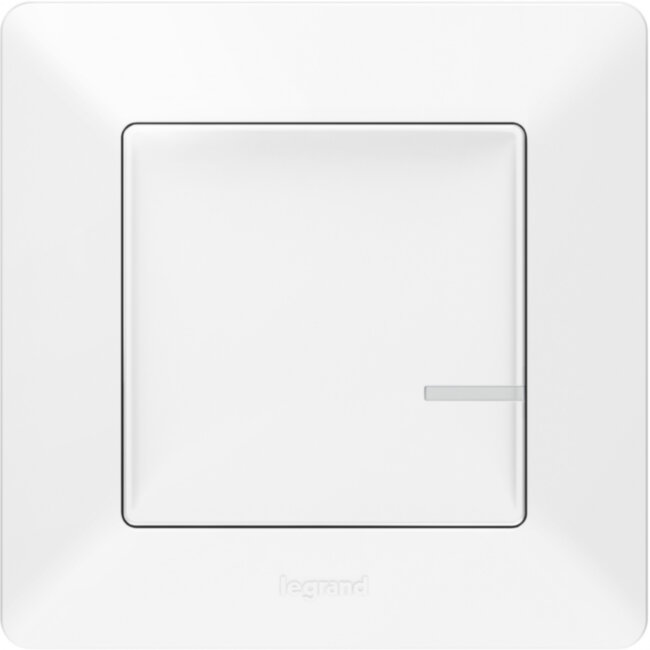 VLN-l БЕЛ Выкл 1к б/п Умный беспроводной выключатель Legrand серия Valena Life with NETATMO, Цвет Белый. Выключатель 1-клавишный, Управление со смартфона, Zigbee 2,4 ГГц. Рамка в комплекте.