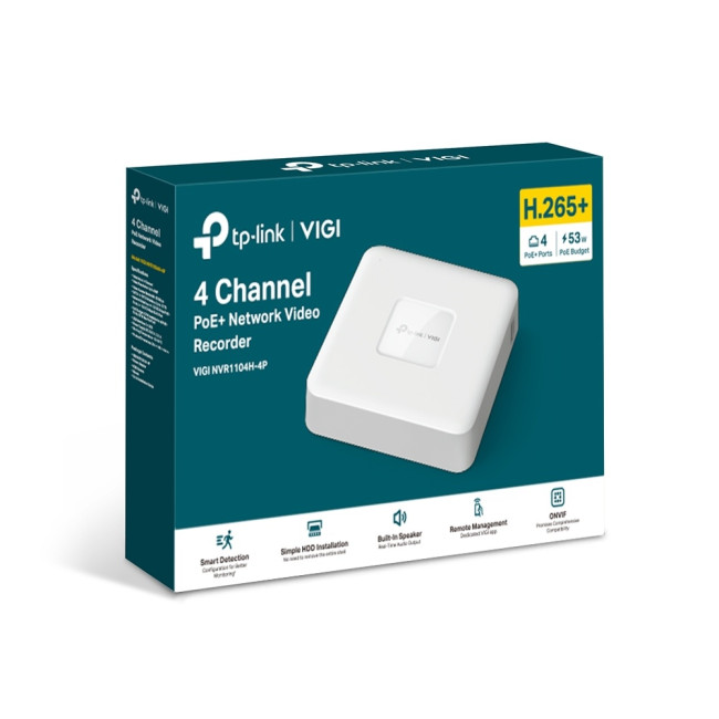 4-канальный сетевой видеорегистратор с поддержкой PoE TP-Link VIGI NVR1104H-4P 4-канальный сетевой видеорегистратор с поддержкой PoE TP-Link VIGI NVR1104H-4P