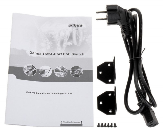 2xCombo 1000 Base-T/SFP16x 10/100 Base-T（Hi-PoE/PoE+/PoE）IEEE802.3af/IEEE802.3at/Hi-PoE Мощность PoE 190Вт Размеры: 440м Dahua DH-PFS4218-16ET-190