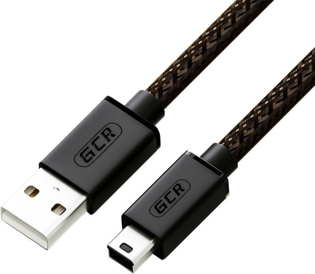 GCR Кабель PROF 0.7m USB 2.0, AM/mini 5P, черно-прозрачный, 28/24 AWG, экран, армированный, морозостойкий, GCR-50931 Greenconnect GCR-50931
