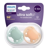 Пустышка ultra soft, нежно-зеленая/оранжевая без рисунка, 0-6 мес., 2 шт. Philips SCF091/03 Пустышка ultra soft, нежно-зеленая/оранжевая без рисунка, 0-6 мес., 2 шт. Philips SCF091/03
