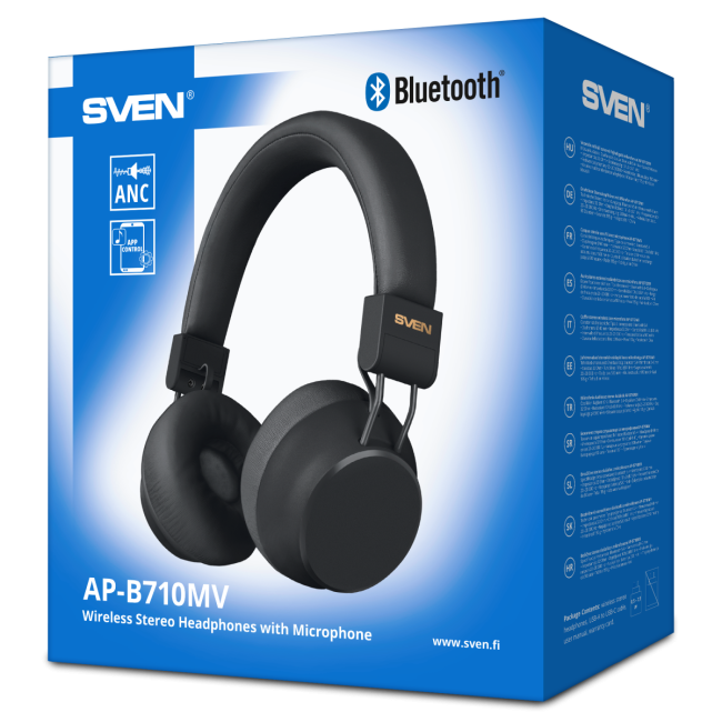 Беспроводные стереонаушники с микрофоном SVEN AP-B710MV, черный (Bluetooth, ANC, APP, 3 mics, 500mAh) Sven SV-022730