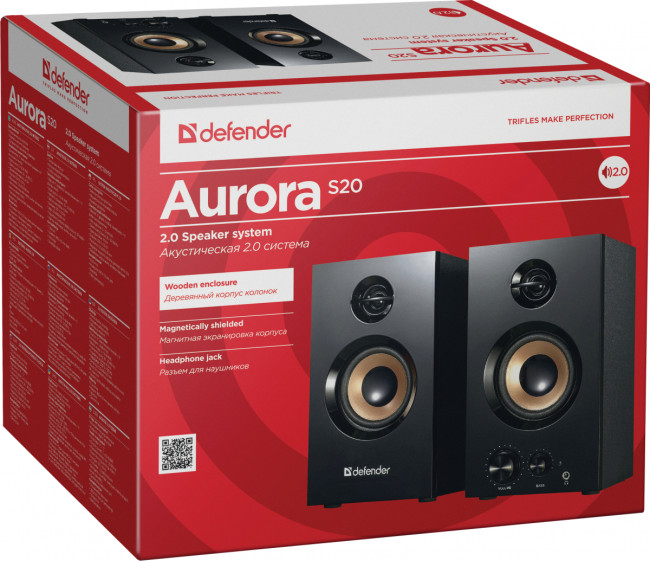 Defender Акустическая 2.0 система Aurora S20 20 Вт, деревянный корпус, 220В Defender Aurora S20