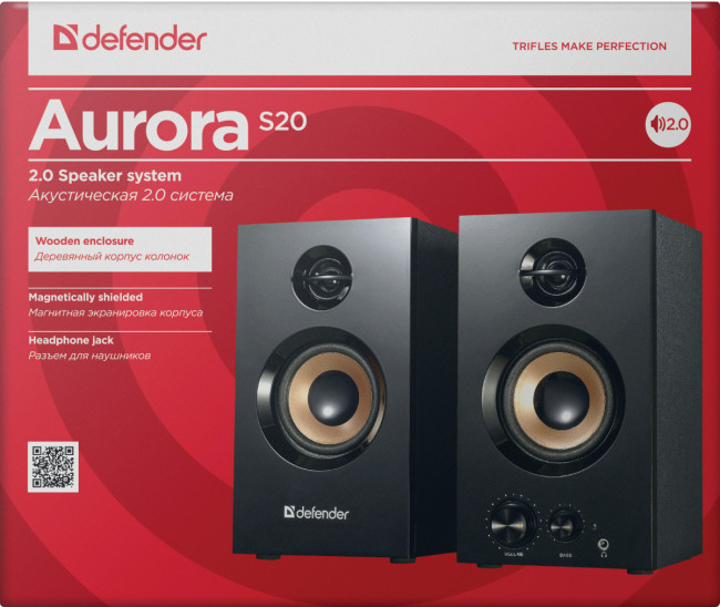Defender Акустическая 2.0 система Aurora S20 20 Вт, деревянный корпус, 220В Defender Aurora S20