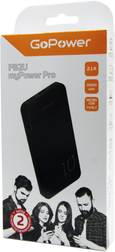 Внешний аккумулятор GoPower PB2U myPower Pro 10000mAh белый GoPower 00-00022007
