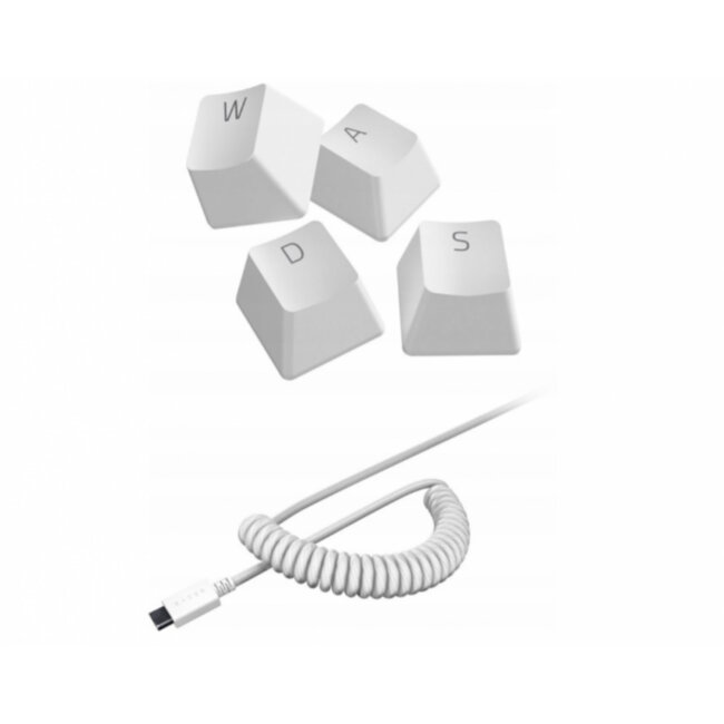 Колпачки и кабель клавиатуры Razer PBT Keycap + Coiled Cable Upgrade Set, Mercury White (US/UK) Razer RC21-01490900-R3M1