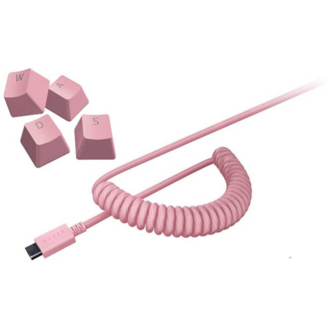 Колпачки и кабель клавиатуры Razer PBT Keycap + Coiled Cable Upgrade Set, Quartz Pink (US/UK) Razer RC21-01491000-R3M1