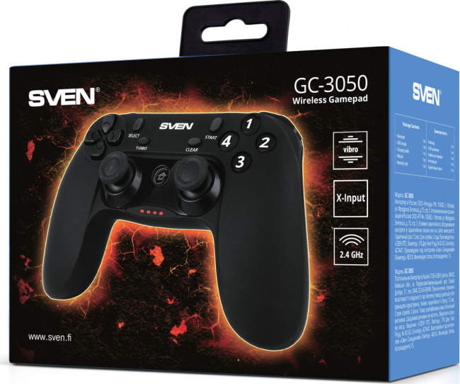 Беспроводной геймпад SVEN GC-3050 (13 кл. 2 мини-джойстика, D-pad, Soft Touch, PC/PS3/Xinput) Sven GC-3050 Беспроводной геймпад SVEN GC-3050 (13 кл. 2 мини-джойстика, D-pad, Soft Touch, PC/PS3/Xinput) Sven GC-3050