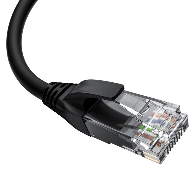 GCR Патч-корд прямой 15.0m UTP кат.5e, черный, верхний угол, литой, ethernet high speed, RJ45, T568B Greenconnect GCR-53938 UTP кат.5e, 15 м