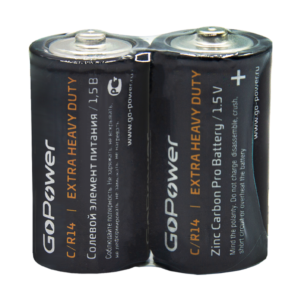 Батарейка GoPower R14 C Shrink 2 Heavy Duty 1.5V (2/24/288) Батарейка GoPower R14 C (00-00015596) Батарейка GoPower R14 C Shrink 2 Heavy Duty 1.5V (2/24/288) Батарейка GoPower R14 C (00-00015596)