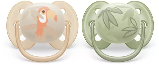 Пустышка ultra soft, попугай/листочки, 0-6 мес., 2 шт. Philips SCF091/07 Пустышка ultra soft, попугай/листочки, 0-6 мес., 2 шт. Philips SCF091/07