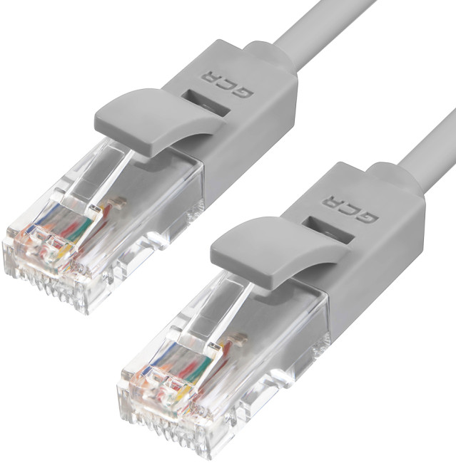 Greenconnect Патч-корд прямой 0.25m UTP кат.5e, серый, позолоченные контакты, 24 AWG, литой, GCR-50898, ethernet high speed 1 Гбит/с, RJ45, T568B Greenconnect RJ45(m) - RJ45(m) Cat. 5e U/UTP PVC 0.25м серый