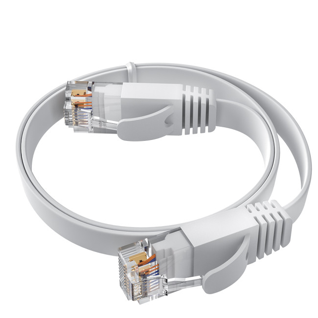 GCR Патч-корд PROF плоский прямой 10.0m, UTP медь кат.6, белый, 30 AWG, ethernet high speed 10 Гбит/с, RJ45, T568B, GCR-52849 Greenconnect RJ45(m) - RJ45(m) Cat. 7 U/UTP PVC 10м GCR Патч-корд PROF плоский прямой 10.0m, UTP медь кат.6, белый, 30 AWG, ethernet high speed 10 Гбит/с, RJ45, T568B, GCR-52849 Greenconnect RJ45(m) - RJ45(m) Cat. 7 U/UTP PVC 10м