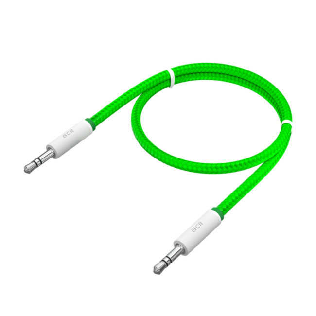 GCR Кабель аудио 1.0m jack 3,5mm/jack 3,5mm зеленый нейлон, белые коннекторы зеленая окантовка, ультрагибкий, 28 AWG, M/M, Premium, экран, стерео, GCR-AVC8262-1.0m Greenconnect GCR-AVC8262-1.0m
