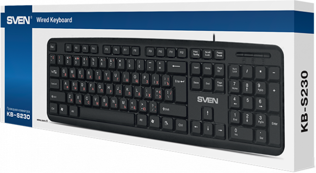 Клавиатура SVEN KB-S230 чёрная (104кл, каб. 2м) Sven KB-S230