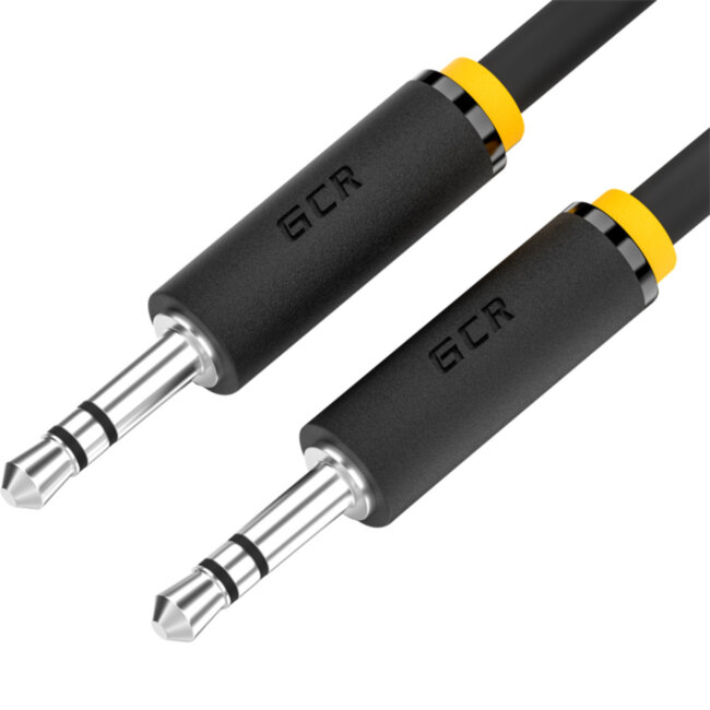 GCR Кабель 3.0m аудио jack 3,5mm/jack 3,5mm черный, желтая окантовка, ультрагибкий, M/M, Premium, экран, стерео, GCR-53815 Greenconnect GCR-53815