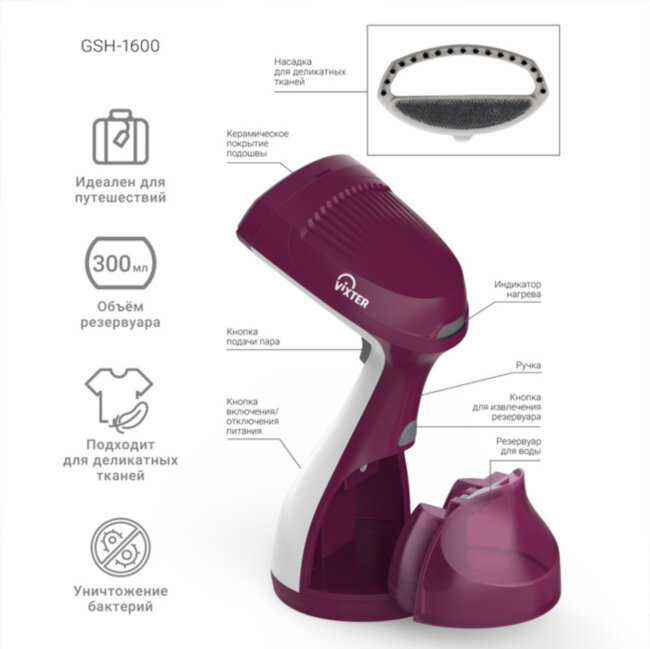 Отпариватель VIXTER GSH-1600 ручной VIXTER GSH-1600 Отпариватель VIXTER GSH-1600 ручной VIXTER GSH-1600