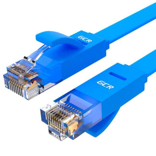 GCR Патч-корд PROF плоский прямой 0.3m, UTP медь кат.6, синий, 30 AWG, GCR-LNC621-0.3m ethernet high speed 10 Гбит/с, RJ45, T568B Greenconnect GCR-LNC621-0.3m