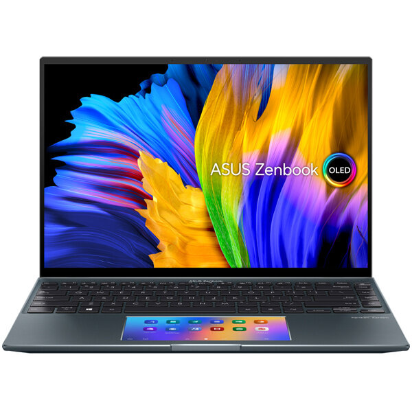 Ноутбук ASUS UX5400EG-KN193T Touch +Sleeve+cable 14"(2880x1800 OLED 16:10)/Touch/Intel Core i5 1135G7(2.4Ghz)/8192Mb/512SSD+32 OptaneGb/noDVD/Ext:nVidia GeForce MX450(2048Mb)/Cam/BT/WiFi/war 1y/1.4kg/Pine Grey/W10 + ScreenPad 2.0
