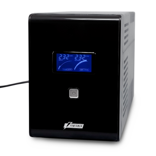 ИБП POWERMAN Smart Sine 2000, LCD, линейно-интерактивный, 2000ВА, 1400Вт,  4 евророзетки с резервным питанием, USB, батарея 12В 9Ач 2 шт., 380мм х 158мм х 198мм, 12.7 кг. UPS Powerman Smart Sine