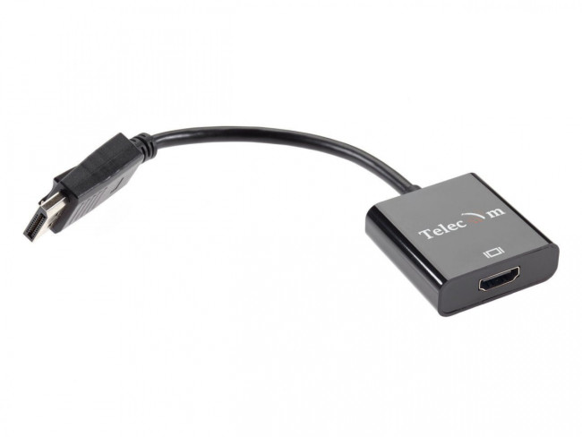Адаптер-переходник Telecom DisplayPort (Male) - HDMI (Female) 4K@60Hz, 0.2 метра, чёрный (TA555) Telecom DisplayPort (m) - HDMI (f)