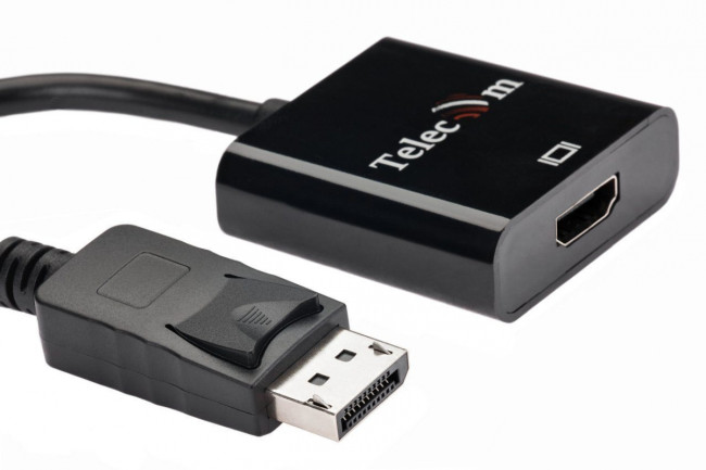 Адаптер-переходник Telecom DisplayPort (Male) - HDMI (Female) 4K@60Hz, 0.2 метра, чёрный (TA555) Telecom DisplayPort (m) - HDMI (f)