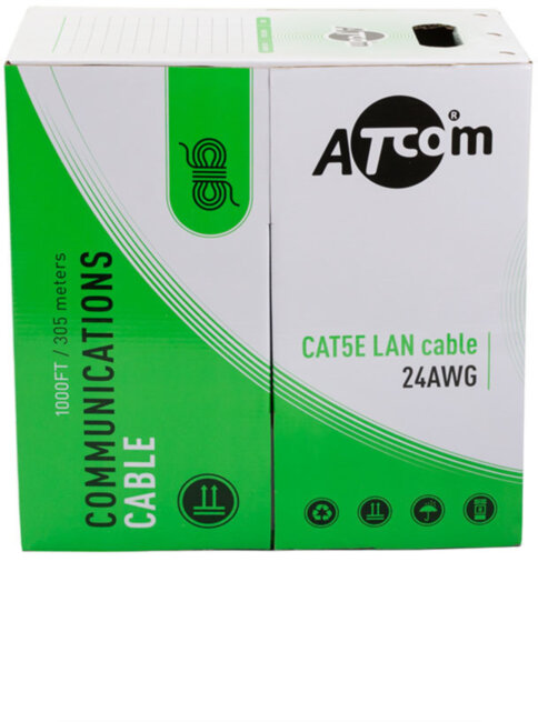 Витая пара FTP cat 5E (CCA,  0.5 mm, 305 m) экран ATcom AT3801