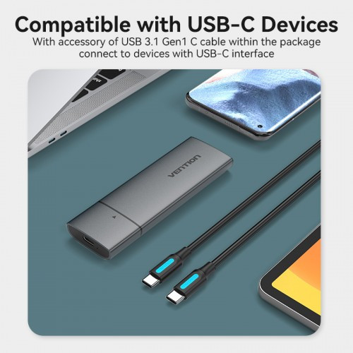 Корпус для SSD Vention USB 3.1 Gen 2-C M.2 NVMe Серый Vention KPGH0 Корпус для SSD Vention USB 3.1 Gen 2-C M.2 NVMe Серый Vention KPGH0