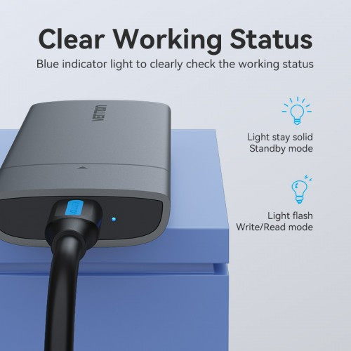 Корпус для SSD Vention USB 3.1 Gen 2-C M.2 NVMe Серый Vention KPGH0 Корпус для SSD Vention USB 3.1 Gen 2-C M.2 NVMe Серый Vention KPGH0