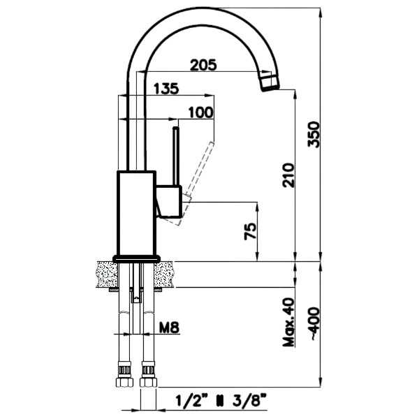 Смеситель RIVELATO Rivelato 9021208 antracite cromo Смеситель RIVELATO Rivelato 9021208 antracite cromo