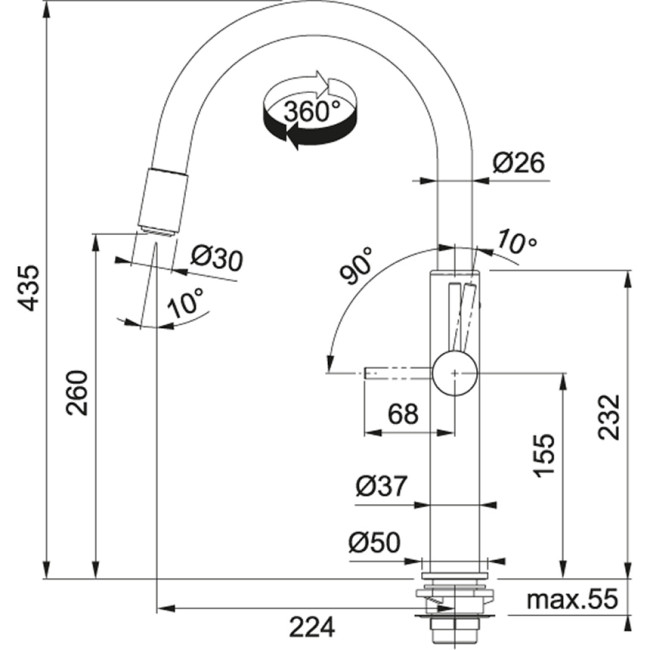 Смеситель Franke 115.0545.135 Franke Pescara up&down