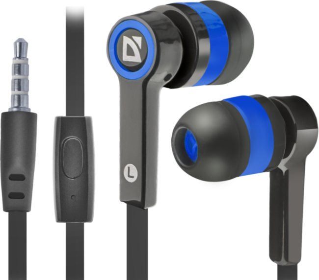 Defender Гарнитура для смартфонов Pulse 420 черный + синий, вставки Defender Pulse 420