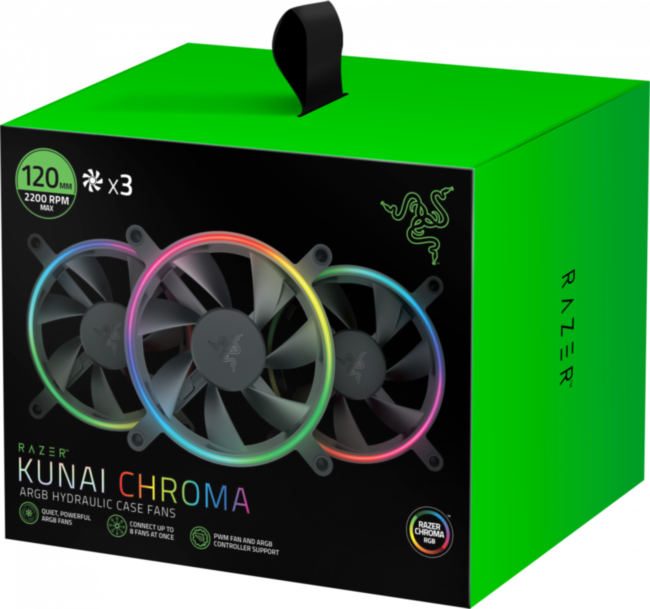 Кулер Razer Kunai Chroma RGB 120MM LED PWM Performance Fan - 3 Fans - FRML Packaging Razer Kunai Chroma - 120mm - 3 Fans