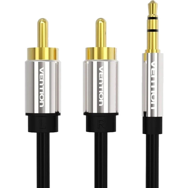 Кабель Vention аудио Jack 3,5 mm M/2RCA M - 3 м Черный Vention P550AC300-S Кабель Vention аудио Jack 3,5 mm M/2RCA M - 3 м Черный Vention P550AC300-S