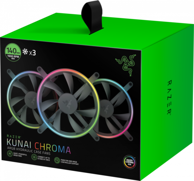 Кулер Razer Kunai Chroma RGB 140MM LED PWM Performance Fan - 3 Fans - FRML Packaging Razer Kunai Chroma - 140mm - 3 Fans